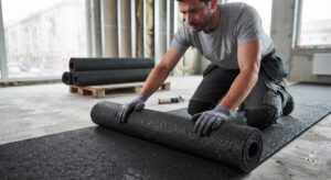 installation sol caoutchouc en rouleau
