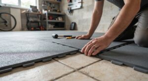 dalle pvc garage sur carrelage