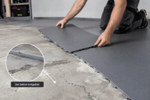 dalle pvc sol irregulier