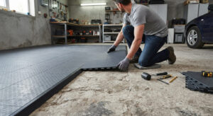 pose dalle pvc garage sur béton