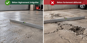 sol garage irrégulier